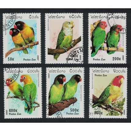Laos Lovebirds Parrots Birds 6v 1997 CTO SG#1550-1555