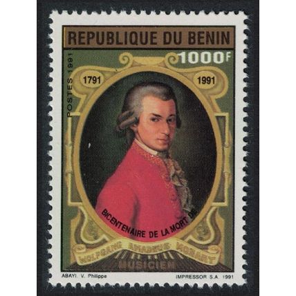 Benin Wolfgang Amadeus Mozart composer 1991 MNH SG#1156 MI#509