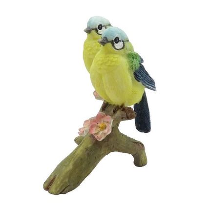 Figurine Bluetit Birds on a Blossom Branch 9 CM Home Decor Ornament Gift Collect