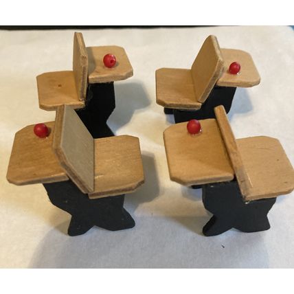 Dollhouse Miniature Schoolroom Desks -4-NEW