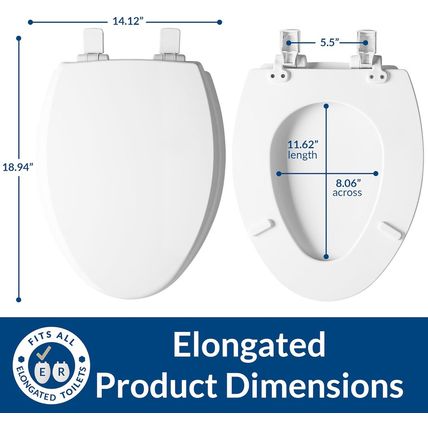 Mayfair Cassel Slow Close Toilet Seat, Easy Clean, Non Slip Premium Wood Seat, E