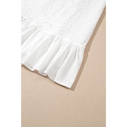 White Floral Eyelet Embroidered Sleeveless Shift Dress