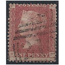 1858 SG43 1d Red Plate 165 Good/Fine Used "KF".