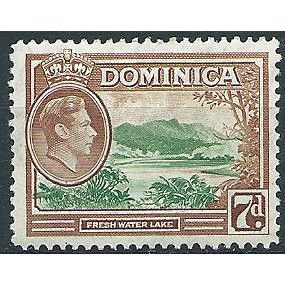 Dominica 1947 SG105a 7d Green & Yellow-Brown Mounted Mint ... .