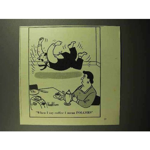 1945 Folgers Coffee Ad - Frank Owen Cartoon
