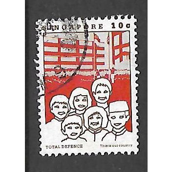 SINGAPORE 1984 TOTAL DEFENCE 10c SCHOOL CHILDREN SG 482 FINE USED#