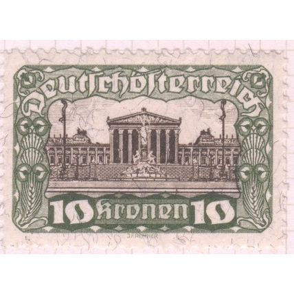 Austria 1919 - 10k olive green/brown - Parliament Building, Vienna - unused