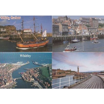 Whitby Harbour Rainbow Pirate Type Guide Ship Boat Aerial 4x Stunning Postcard s