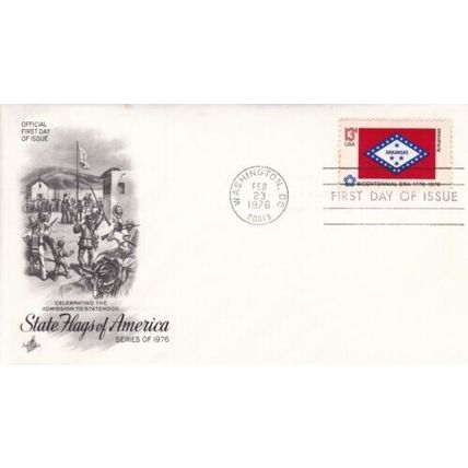 Arkansas United States 1976 State Flags FDC Washington DC cancel Unaddressed VGC
