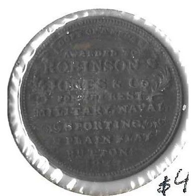 1833 Robinson Jones Mil, Navy Sporting hard times token XF/AU Rare!