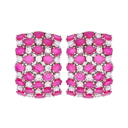 AMISHI LONDON Fuchsia Crystals Square Earrings Brand New