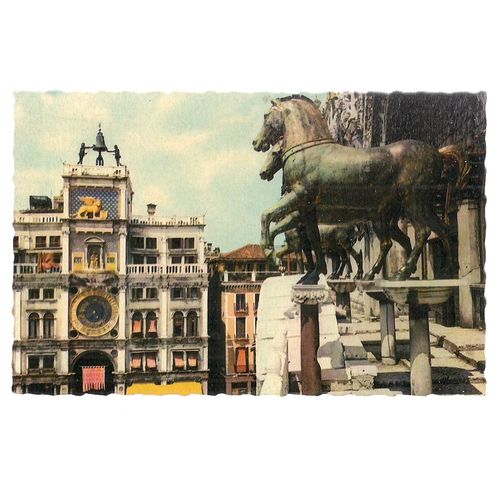 CLOCK TOWER, VENICE. ITALY unused vintage postcard
