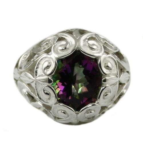 Mystic Fire Topaz, 925 Sterling Silver Ring, SR313