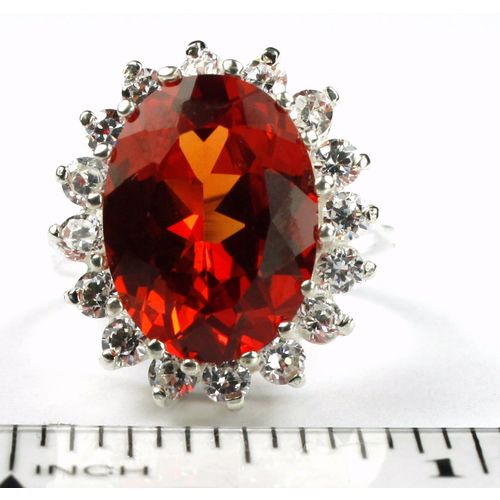 Padparadsha CZ, 925 Sterling Silver Royal Engagement Ring, SR310