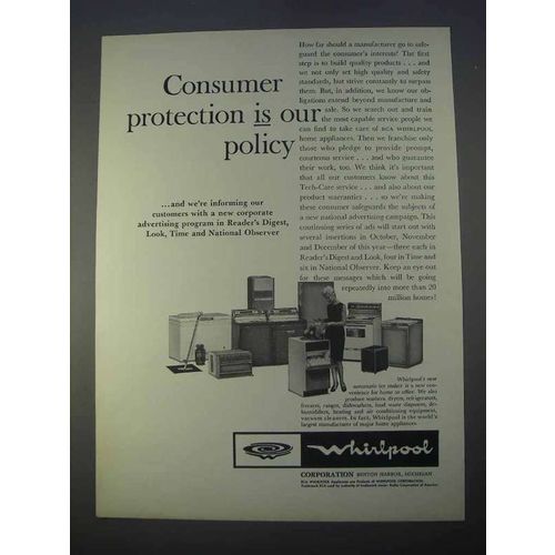 1966 Whirlpool Appliances Ad - Consumer Protection