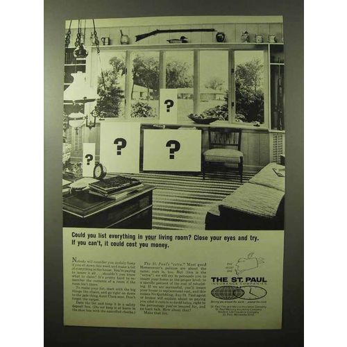 1966 The St. Paul Insurance Ad - List Your Living Room