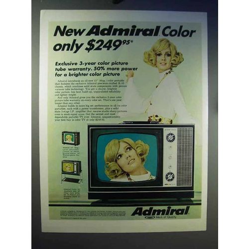 1969 Admiral K-10 Chassis Color Portable TV Ad