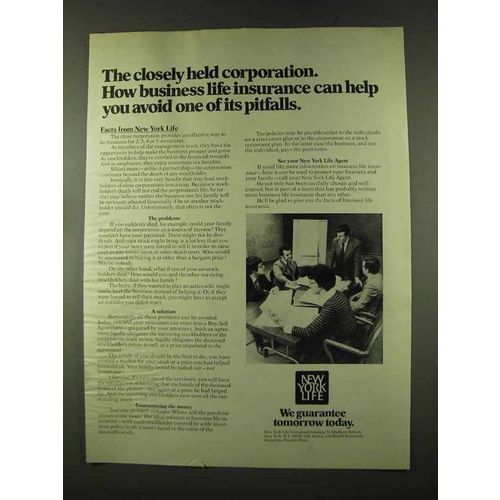 1973 New York Life Insurance Ad - Closely Held