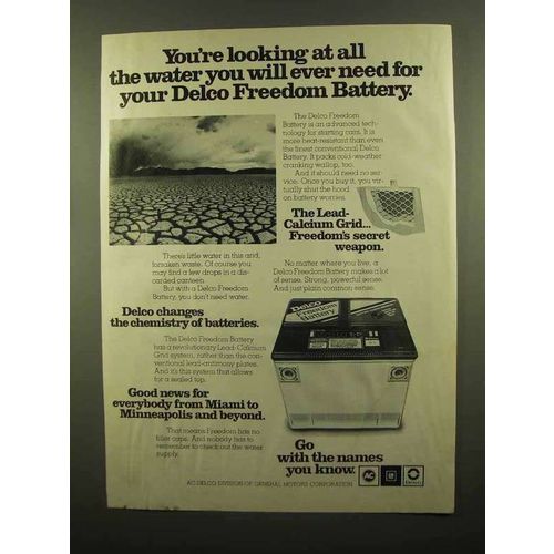 1977 Delco Freedom Battery Ad - All The Water You Need