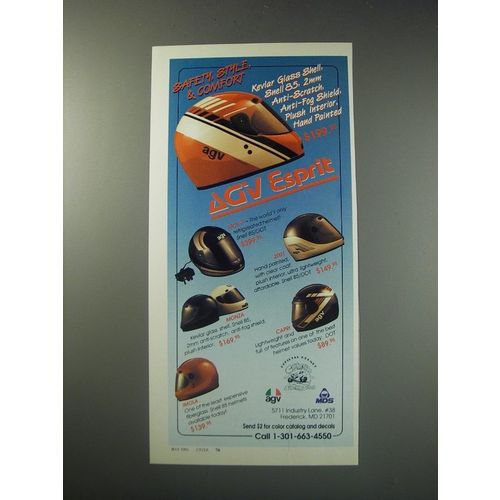 1991 AGV Motorcycle Helmets Ad - Espirt, Tech-7, 2001, Monza, Capri and Imola