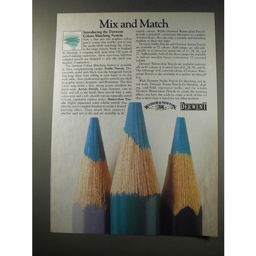 1991 Winsor & Newton Ad - Derwent Studio, Artists, and Watercolour Pencils