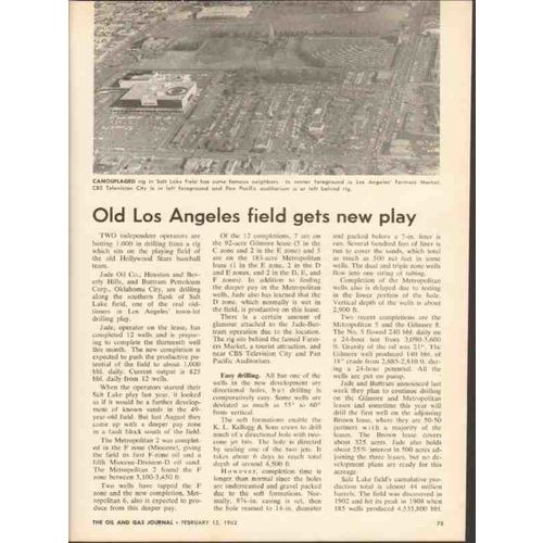 OLD LOS ANGELES 1962 CA Salt Lake field get new play vintage article