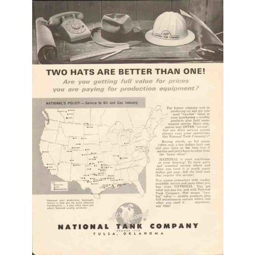 NATIONAL TANK COMPANY 1962 hats oil production equipment vintage ad
