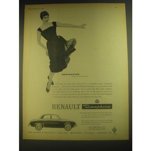 1958 Renault Dauphine Car Ad - Recherchee (something rather special)