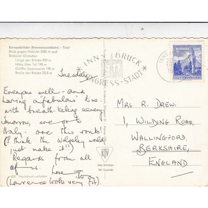 Europabrucke Brennerautobahn Tirol Austria Postcard posted VGC