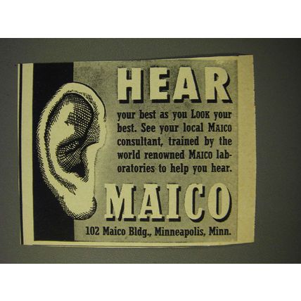 1950 Maico Hearing Ad - Hear your best as you look your best