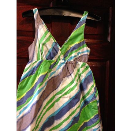 Summer Dress Size XS NEW w/Lining V-neck 100% Cotton Multicolor Extreme Comfort