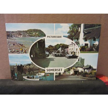 multiview, PICTURESQUE SOMERSET county .used vintage postcard 1972 pm =