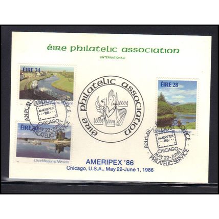 Event Card Ireland 3 Stamps AMERIPEX '86 Box0342