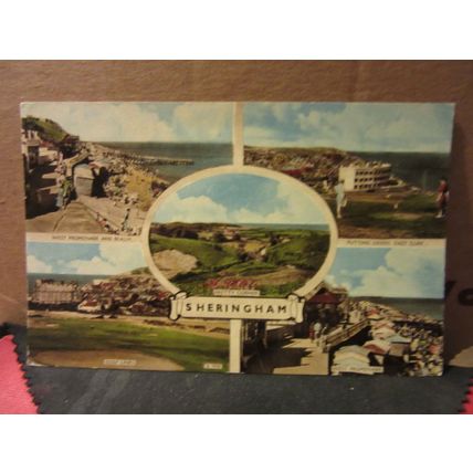 multiview, SHERINGHAM, NORFOLK, used vintage postcard by Harvey Barton 1962 pm =