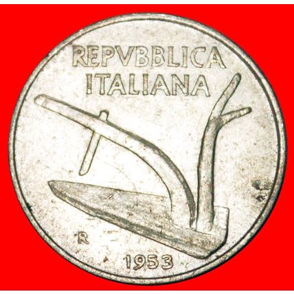 PLOUGH (1951-2001): ITALY ★ 10 LIRAS 1953R!!! LOW START★NO RESERVE