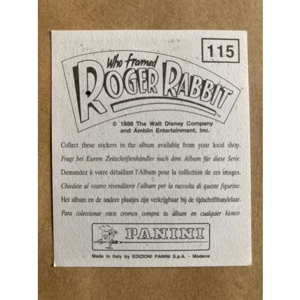 Who Framed Roger Rabbit Sticker # 115 (C) unused 1988 Panini Disney