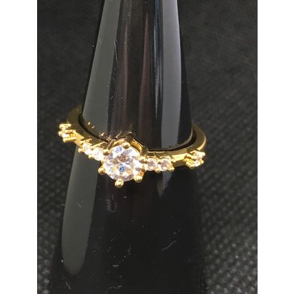 Ring Wedding Engagement 14k Yellow Gold Filled with Diamonds #153 USA Se