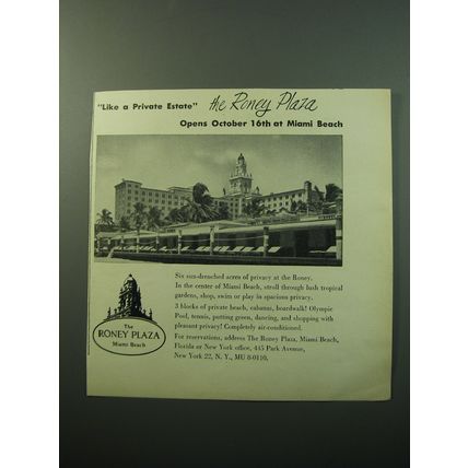 1950 The Roney Plaza Hotel Advertisement - Like a private estate