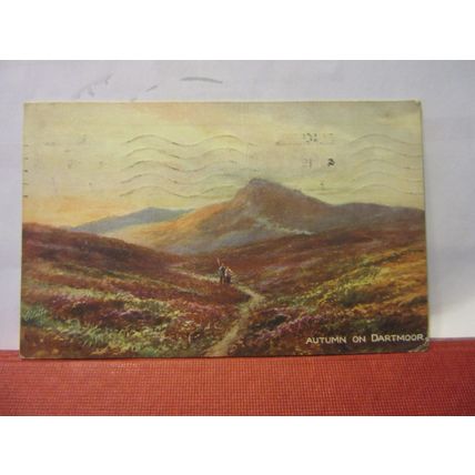 AUTUMN ON DARTMOOR antique used postcard by Raphael Tuck. Oilette 1921 pm =