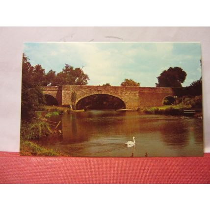 RIVER AND BRIDGE, WANSFORD, PETERBOROUGH unused postcard =