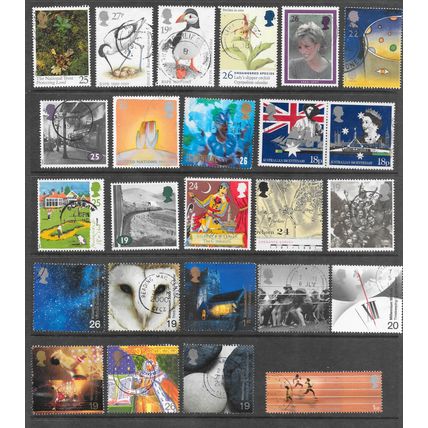 GB LOT of 25 NICE POSTALLY CANCELLED STAMPS FROM 1995 ONWARDS or earlier