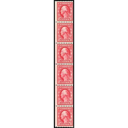 442, Mint NH 2¢ Coil Line Strip of Six Stamps CV $240 *..-* Stuart Katz