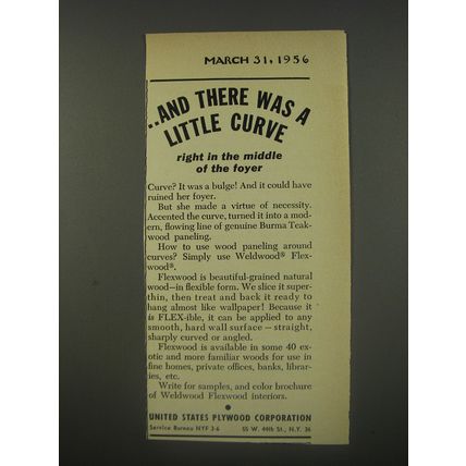 1956 United States Plywood Corporation Ad - And there was a little curve
