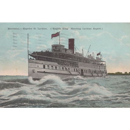 ZAYIX Postcard Great Lakes Steamship Rapids King Shooting Lachine Rapids Canada