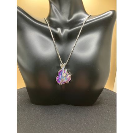 Necklace Crystal Amethyst Heart Shape Butterfly Birthstone Pendant #462