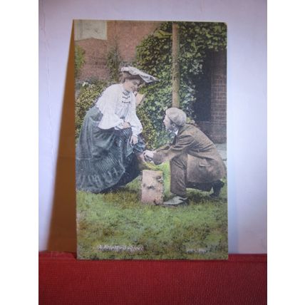 A KNOTTY SUBJECT, ROMANCE used antique postcard by J. Welch 1907 pm #
