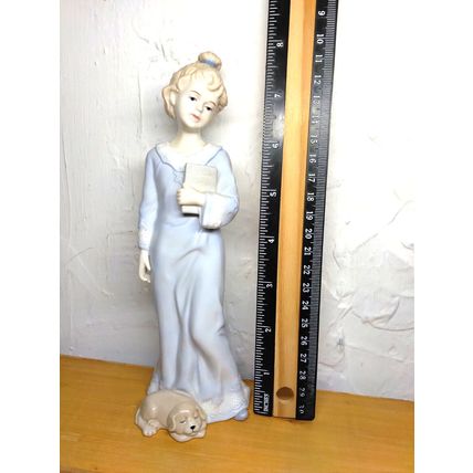 Vintage Regal Collection Bedtime Range Lady Figurine Sleeping Puppy - Fast Ship!