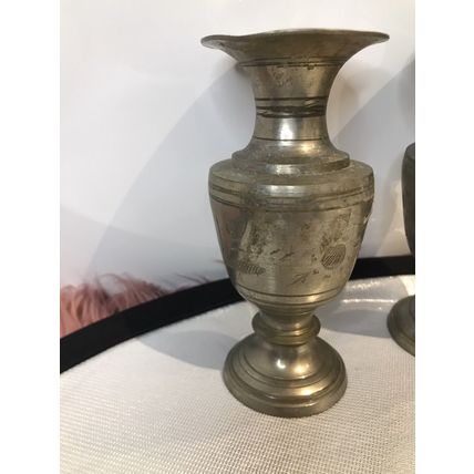 Pair of Small Metal Vintage Vases