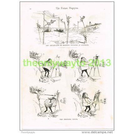 THE FINISHING TOUCH, ARTISTIC HUMOUR, BOOK-PLATE/PRINT c1895