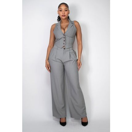 High-rise Stripe Wide Leg Pants